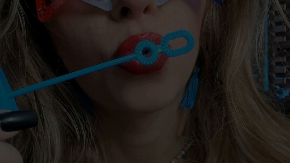 Petite Mercy - Poppy Red Lipstick Blowing Bubbles -Handpicked Jerk-Off Instruction